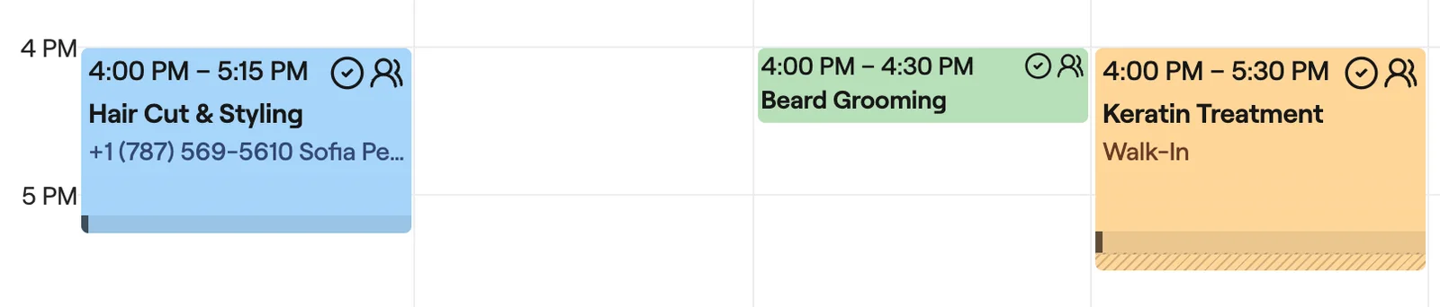 Three appointments on the calendar with the group icon