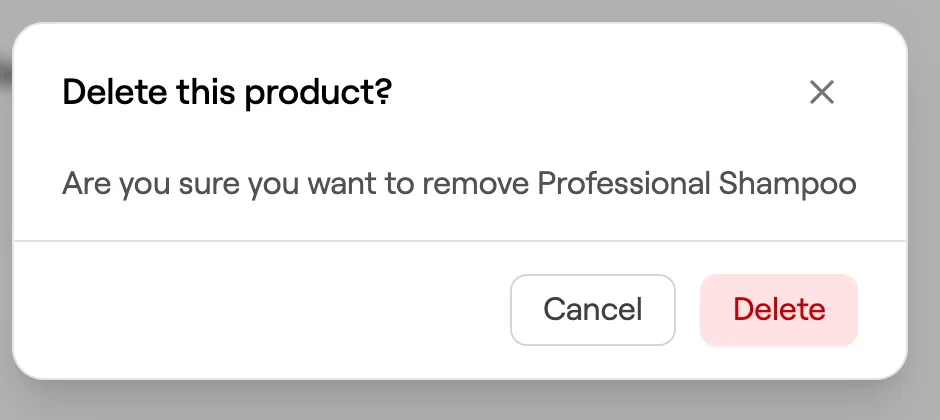 Delete this product confirmation