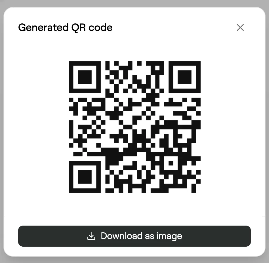 Generated QR code with Download as image