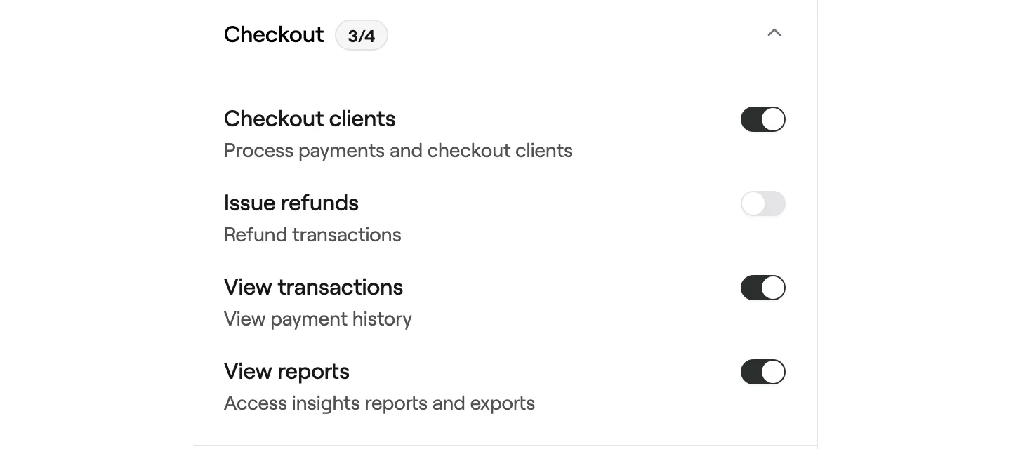 Checkout permissions with View reports turned on