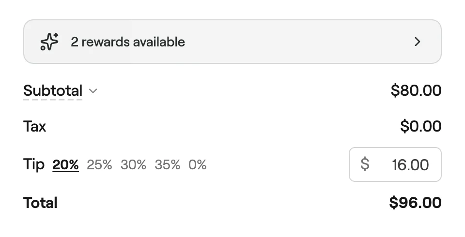 Checkout summary with rewards available above the subtotal
